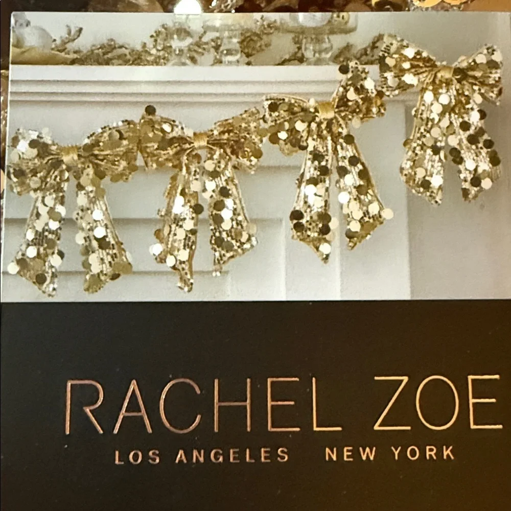 Rachel Zoe Christmas gold sequent bling bow 6 foot garland